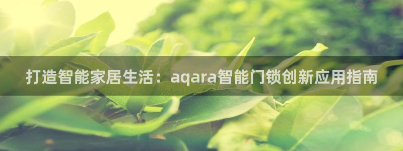 金年会手机版：打造智能家居生活：aqara智能门锁创新应用指