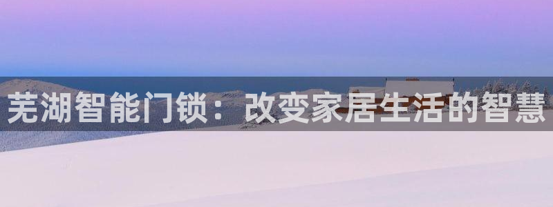 金年会下载：芜湖智能门锁：改变家居生活的智慧